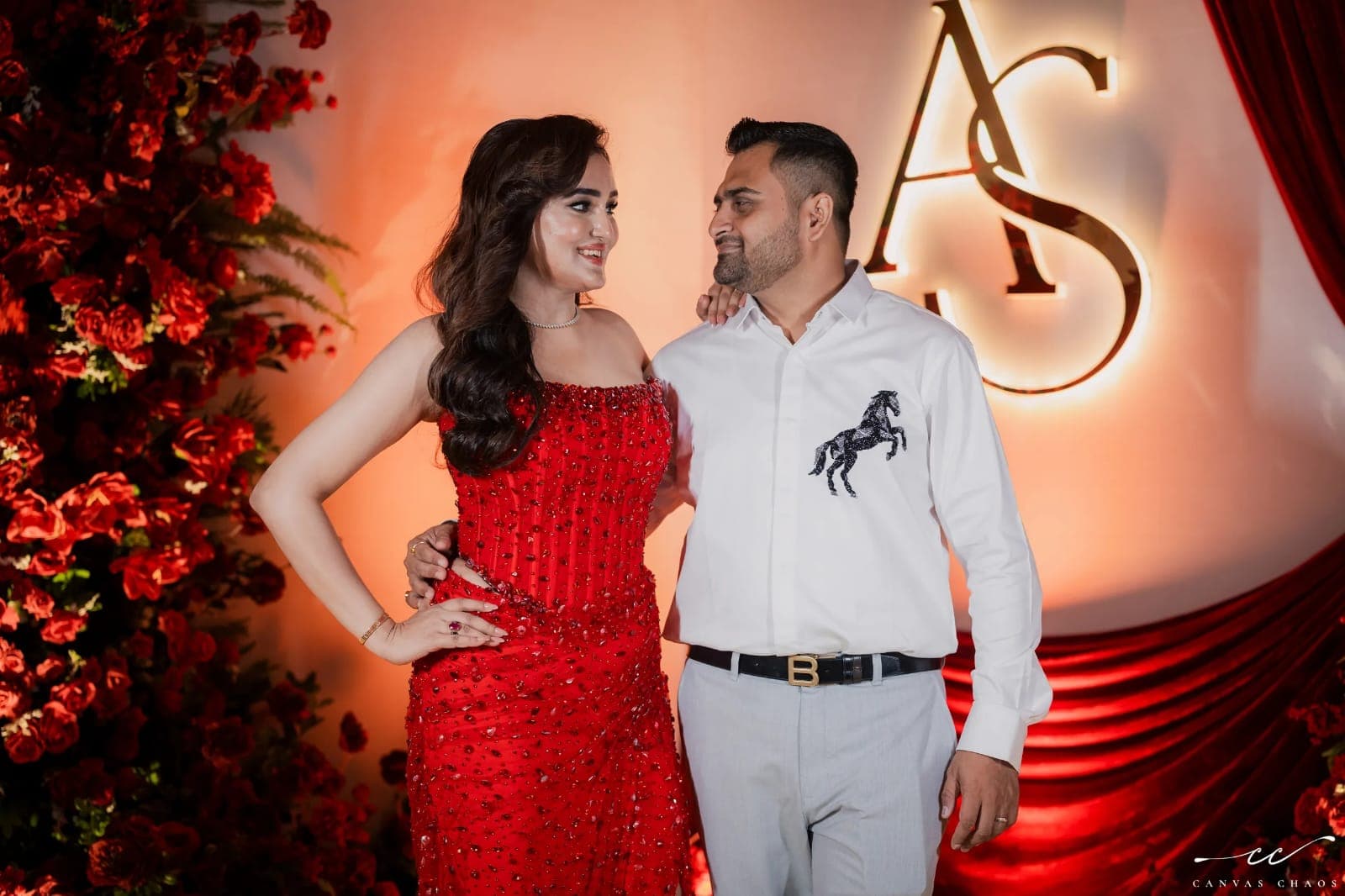 Red Vision wedding portrait